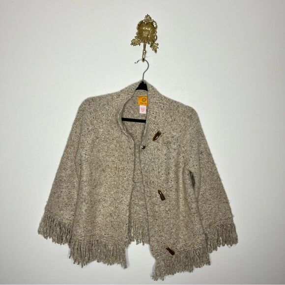 Ruby Rd Oatmeal Fringe Sweater Jacket S - Picture 1 of 5
